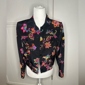 Maggy L Colorful Floral Women's Blazer silk size 4P